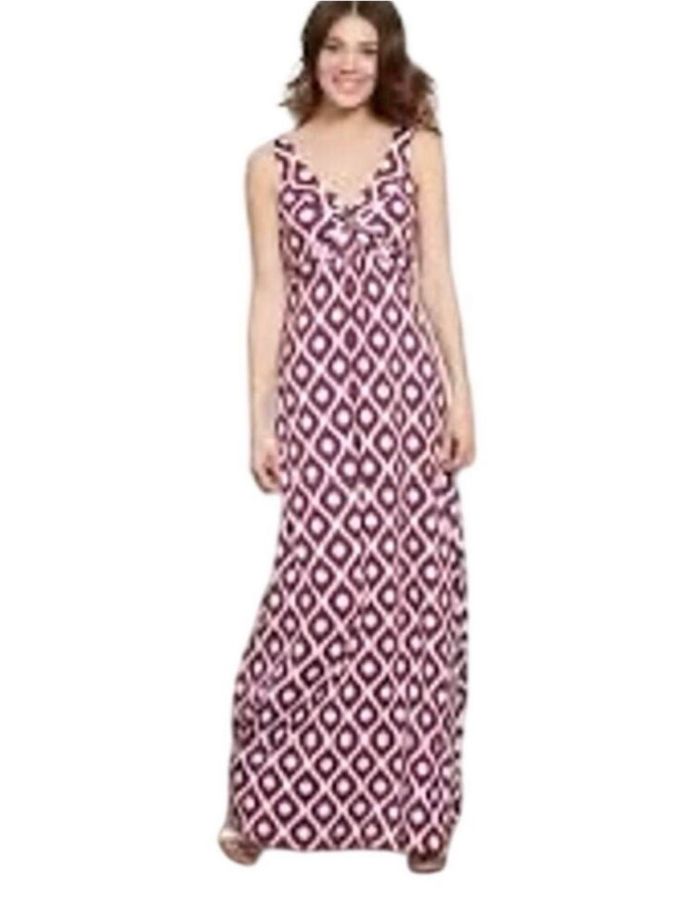 Boden Pink Geo-Print Sleeveless Maxi Dress 6 long